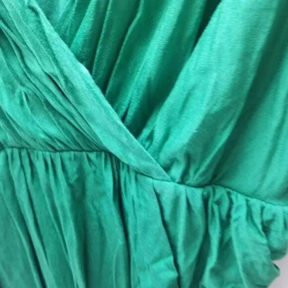 Anthropologie Deletta Emerald Green Wicklow Silk Midi Dress Ruched M - Picture 6 of 10